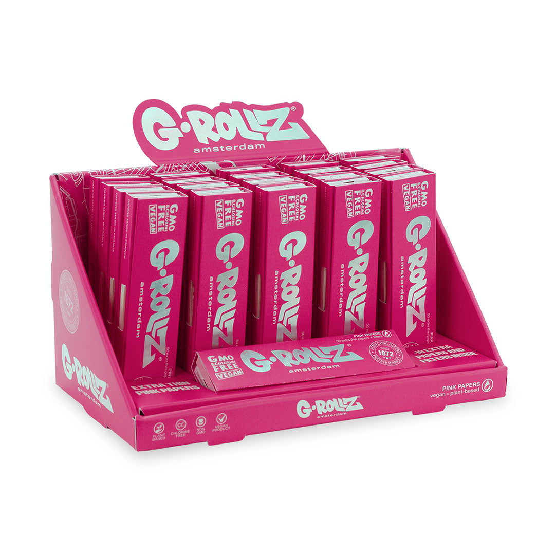 G-ROLLZ- Lightly Dyed Pink - King Size Slim Pink Papers + Tips