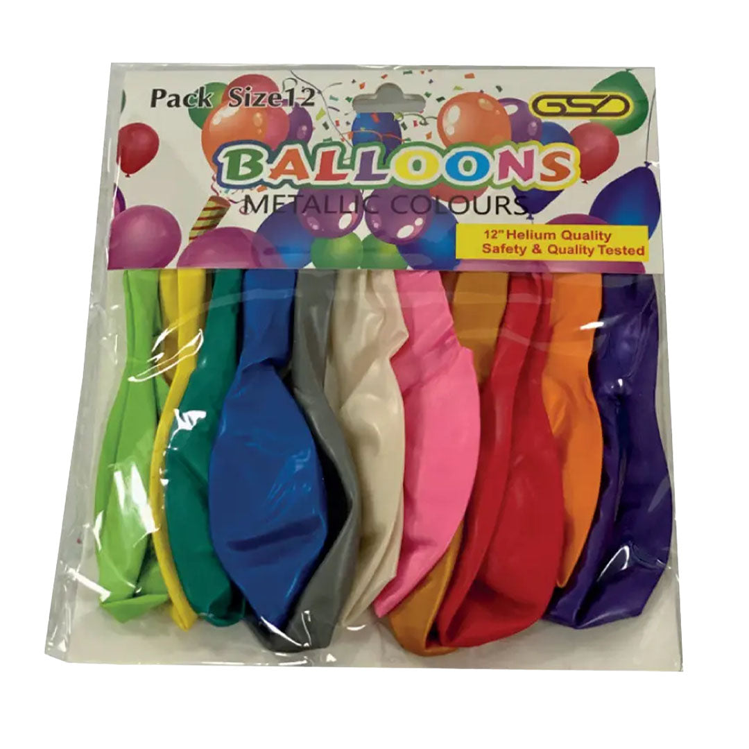 GSD Plain 12" Balloons ASSORTED – 12PK
