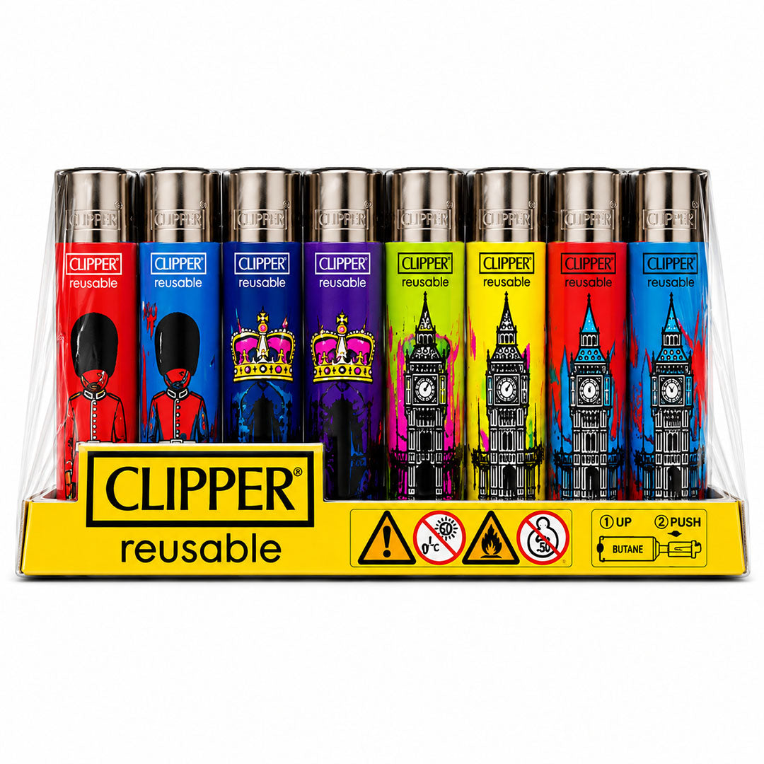 CLIPPER Lighters Printed Various Designs Box Of 48