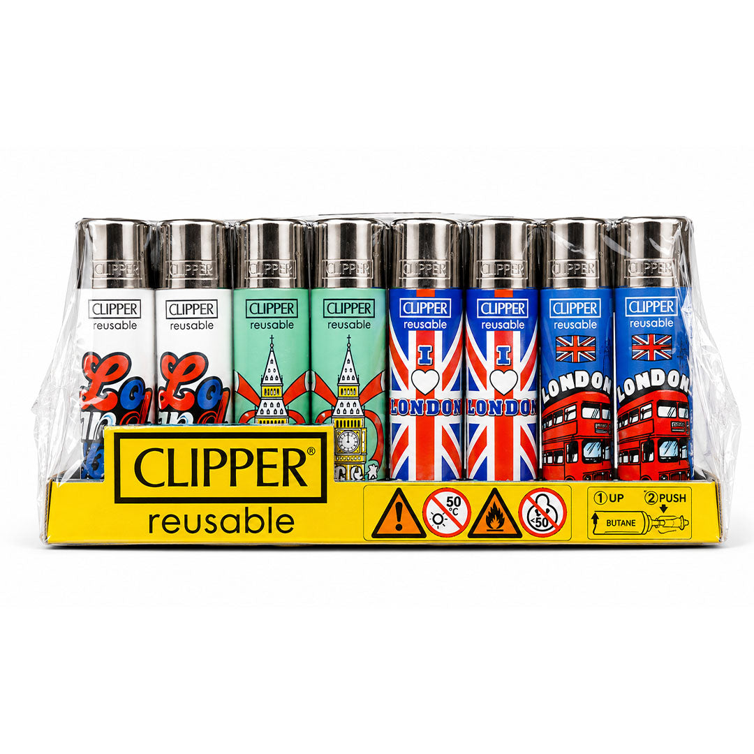 CLIPPER Lighters Printed Various Designs Box Of 48
