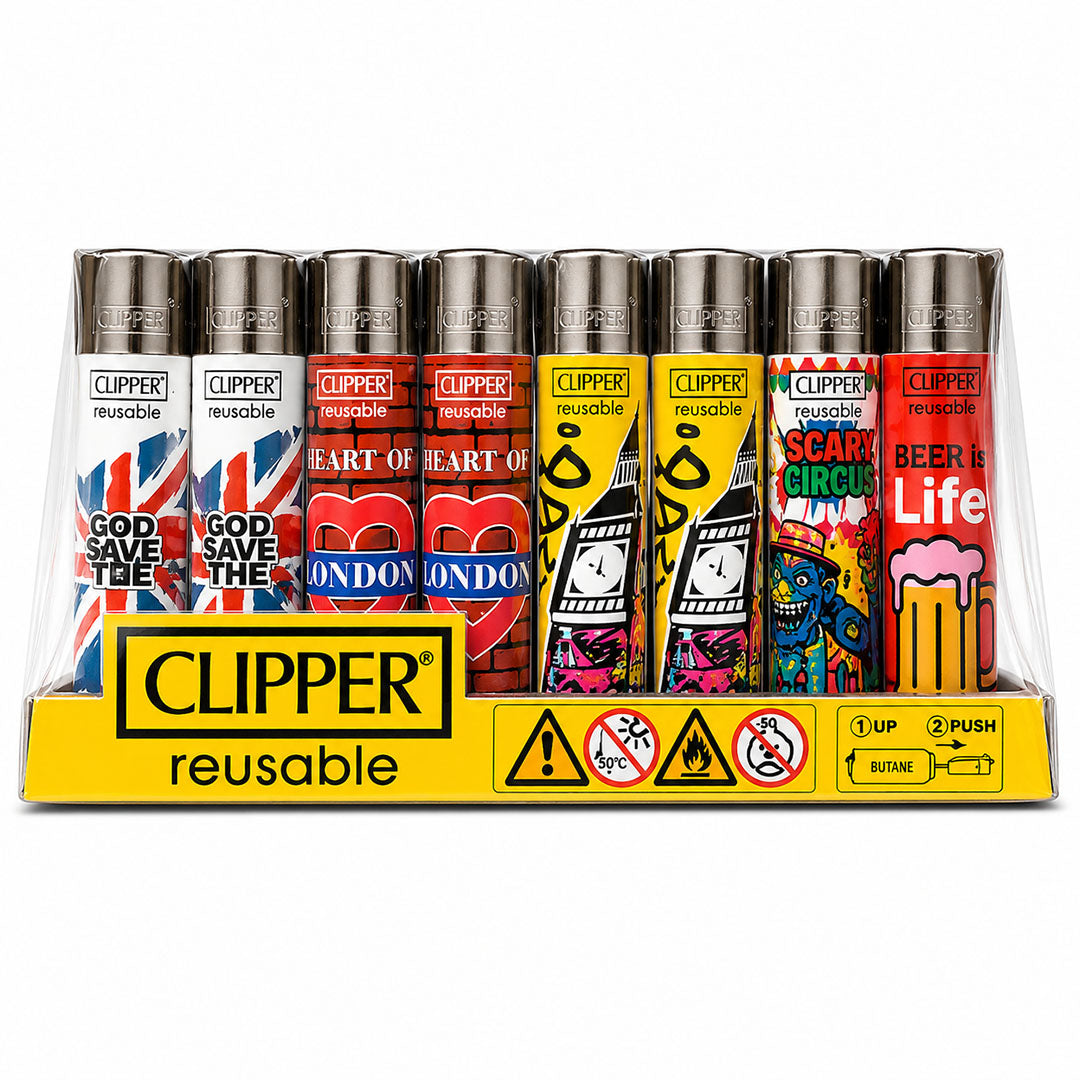 CLIPPER Lighters Printed Various Designs Box Of 48