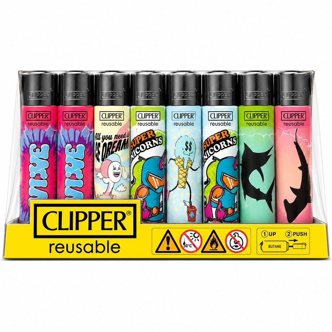 CLIPPER Lighters Printed Various Designs Box Of 48